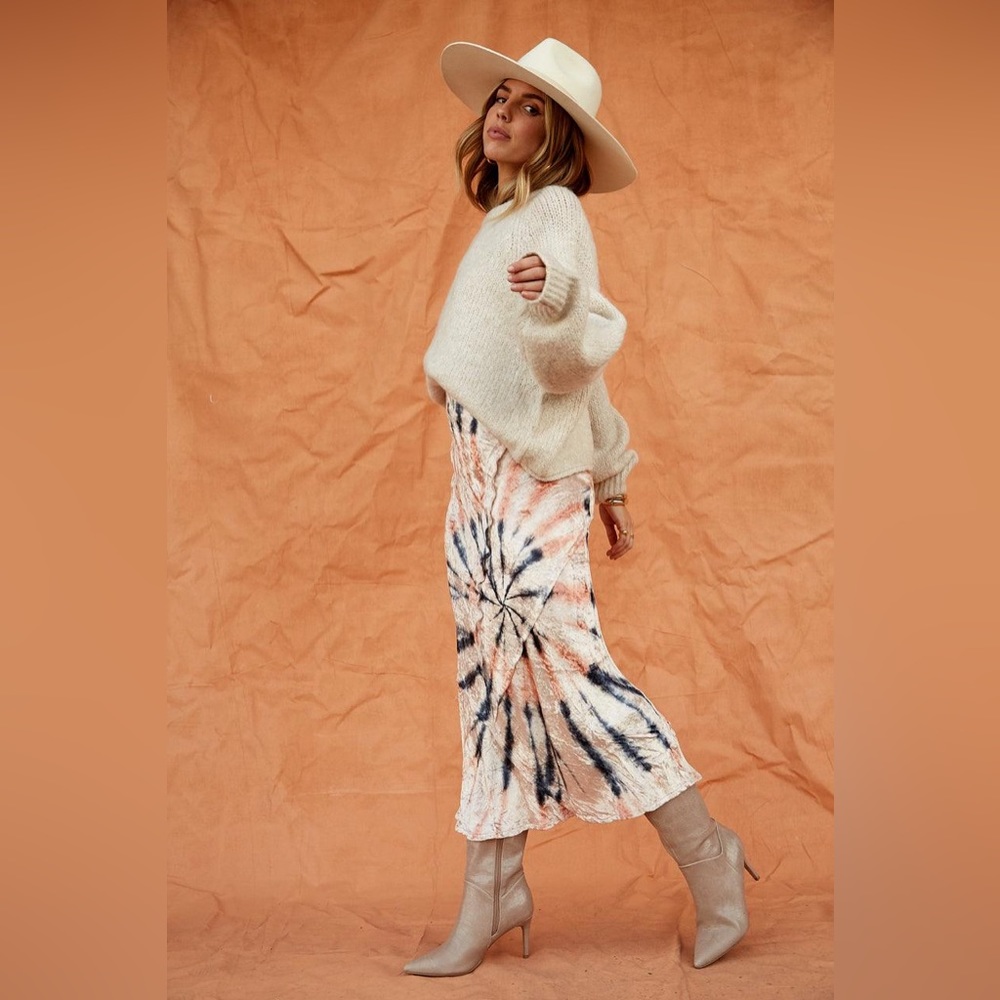 NWOT Free People Serious Swagger Festival Midi Tie Dye Skirt